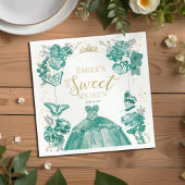 Sweet 16 servetten vlinder smaragd groene jurk
