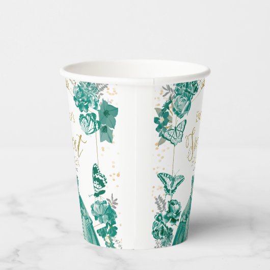 Sweet 16 servetten vlinder smaragd groene jurk papieren bekers (Rechts)