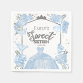 Sweet 16 servetten vlinder stoffig blauw jurkje bl (Voorkant)