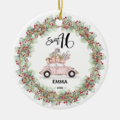 Sweet 16 Signature Script Car Photo Greenery Keramisch Ornament (Voorkant)