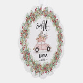 Sweet 16 Signature Script Car Photo Greenery Ornament Kaart (Rechts)