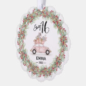 Sweet 16 Signature Script Car Photo Greenery Ornament Kaart (Links)