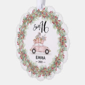 Sweet 16 Signature Script Car Pink Greenery Ornament Kaart (Links)