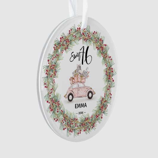 Sweet 16 Signature Script Greenery Ornament (voorkant)