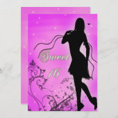 Sweet 16 Silhouette Birthday Kaart (Voorkant / Achterkant)