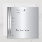 Sweet 16 Silver Birthday Party Invitation Kaart (Achterkant)