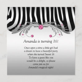 Sweet 16 Silver Black FAUX Roze juwelen Bling Kaart