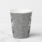 Sweet 16 Silver Black Glitter, speciaal gepersonal Papieren Bekers (Rechts)