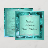 Sweet 16 Silver Blauwgroen Bubbles Metaal Lijst Pa Kaart (Voorkant / Achterkant)