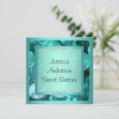 Sweet 16 Silver Blauwgroen Bubbles Metaal Lijst Pa Kaart (Staand voorkant)