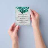 Sweet 16 Silver blauwgroen glitter-budgetuitnodigi Flyer (Hand)