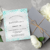 Sweet 16 Silver blauwgroen glitter-budgetuitnodigi Flyer