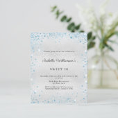 Sweet 16 silver blue glitter party invitation (Staand voorkant)