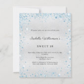Sweet 16 silver blue glitter party invitation (Voorkant)