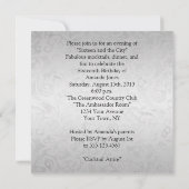 Sweet 16 Silver Damask Paarse Ribbon Diamonds Kaart (Achterkant)