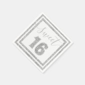 Sweet 16 Silver Faux Glitter Stripe Verjaardagsdee Servet (Hoek)