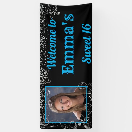 Sweet 16 Silver Glitter Confetti Sparkle Spandoek (Verticaal)