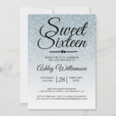Sweet 16 Silver Glitter Ombre 16e verjaardag Kaart (Voorkant)
