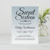 Sweet 16 Silver Glitter Ombre 16e verjaardag Kaart (Staand voorkant)