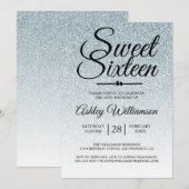 Sweet 16 Silver Glitter Ombre 16e verjaardag Kaart (Voorkant / Achterkant)