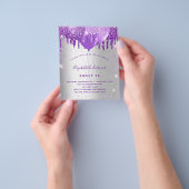 Sweet 16 Silver paarse begrotingsuitnodiging Flyer (Hand)