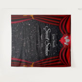 Sweet 16 Silver Roos Red Curtain Black Glitter Wandkleed (Voorkant (horizontaal))