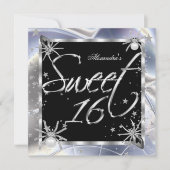 Sweet 16 Silver Spiders 16th Birthday Party Kaart (Voorkant)