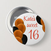 Sweet 16 Sinaasappel Zwart Eenvoudig Ronde Button 7,6 Cm (Voorkant /achterkant)