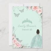 Sweet 16 Sixteen Birthday Blush Floral Mint Green Kaart (Achterkant)