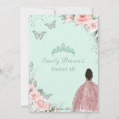 Sweet 16 Sixteen Birthday Blush Floral Mint Green Kaart (Achterkant)