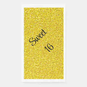 Sweet 16 Sixteen Gold Glitter Verjaardagsfeestje Servet
