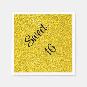 Sweet 16 Sixteen Gold Glitter Verjaardagsfeestje Servet