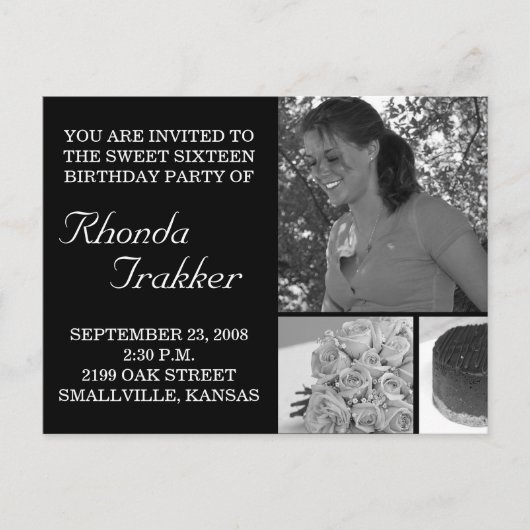  Sweet 16 Sixteen Kaart Invitation (Voorkant)