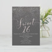 SWEET 16 Sixteen Modern Silver Grey Confetti Kaart (Staand voorkant)