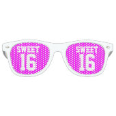 SWEET 16 SIXTEEN neonroze Birthday party shades Retro Zonnebril (Voorkant)