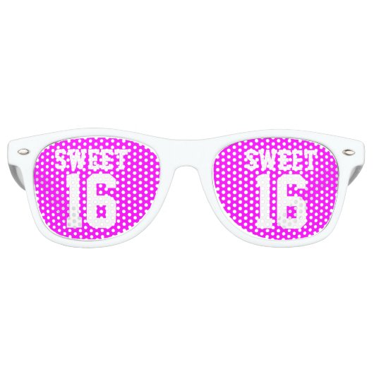SWEET 16 SIXTEEN neonroze Birthday party shades Retro Zonnebril (Voorkant)