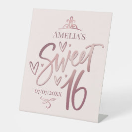 Sweet 16 Sixteen Pedestal Sign Reclamebord Met Voetstuk