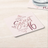 Sweet 16 Sixteen rose gold Kartonnen Onderzetters (Schuin)