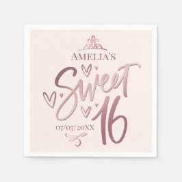 Sweet 16 Sixteen rose gold Servet
