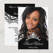 Sweet 16 Sixteen zwarte foto Kaart (Voorkant / Achterkant)