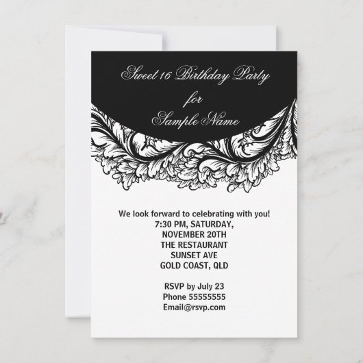 Sweet 16 Sixteen zwarte foto Kaart (Achterkant)