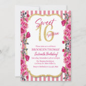 Sweet 16, Sixteenth birthday, pink,nvitation Kaart (Voorkant)