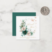 Sweet 16 Smaragd Groene Bloemen Dank u Kaarten Notitiekaartje (Voorkant / Achterkant in situ)