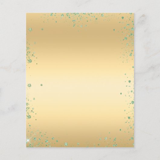 Sweet 16 smaragdgroene goudjurk bloembudget flyer (Achterkant)