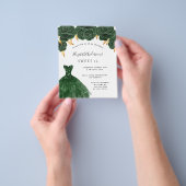 Sweet 16 smaragdgroene goudjurk bloembudget flyer (Hand)