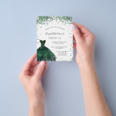 Sweet 16 smaragdgroene jurk glinster budget flyer (Hand)