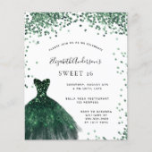 Sweet 16 smaragdgroene jurk glinster budget flyer (Voorkant)