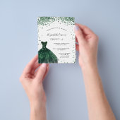 Sweet 16 smaragdgroene jurk glitter budget flyer (Hand)