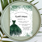Sweet 16 smaragdgroene jurk glitter luxe kaart