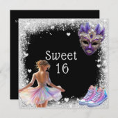 Sweet 16 Sneakers Silver Glitter Mardi Gras Kaart (Voorkant / Achterkant)